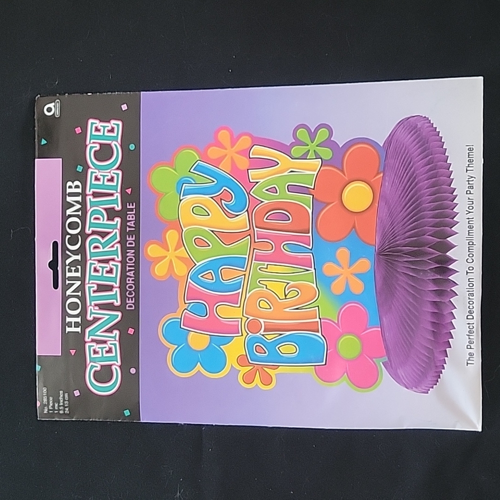🌺4/$10🌺 NEW Flower Power Happy Birthday Honeycomb Centerpiece Decoration
